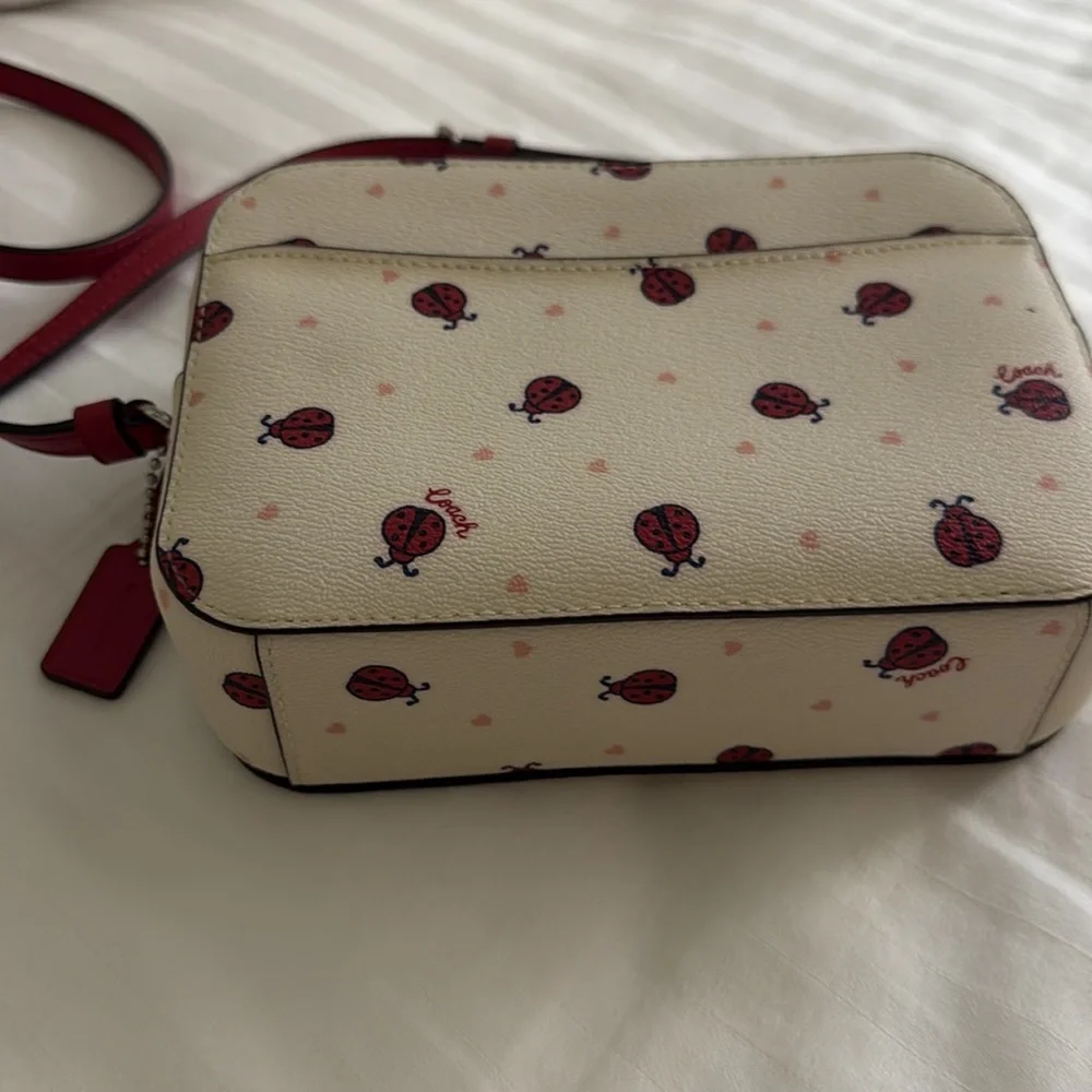 Coach Ladybug Print Cream and Red Crossbody - Picture 4 of 6